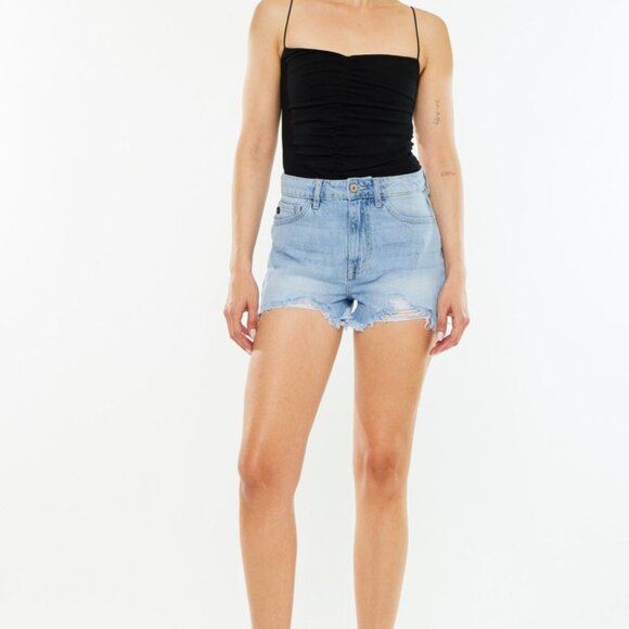 Hazel Blues® |  Kancan Raw Hem Distressed High Waist Denim Shorts - Picture 5 of 7
